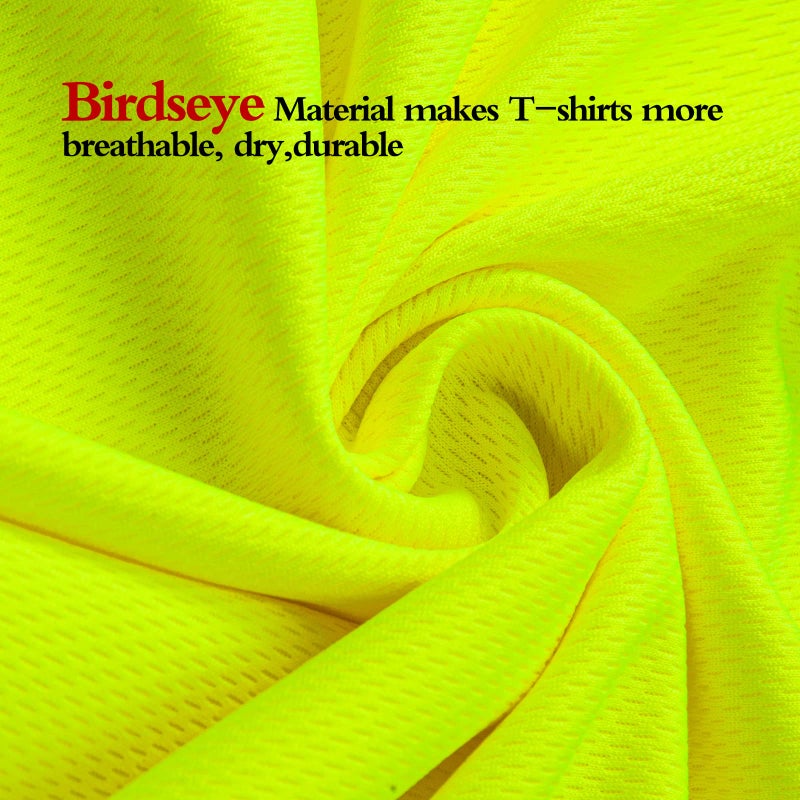 DPSAFETY High Visibility Shirts Quick Dry Safety T Shirts with Reflective Strips and Pocket Short Sleeve Mesh Hi Vis Construction Work Class 2 Shirt for Men/Women Lime,3XL - Image 4